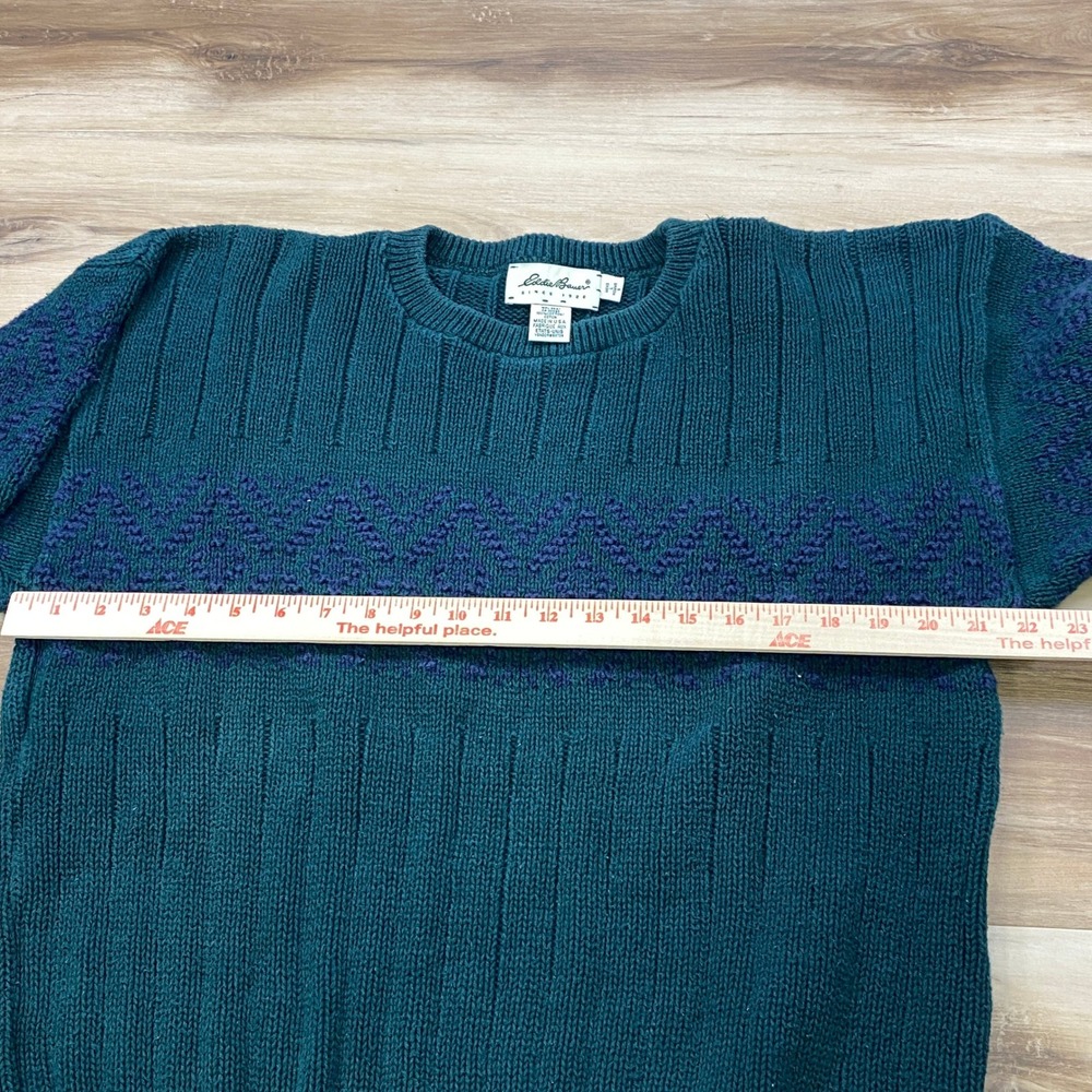Eddie Bauer Sweater Mens L Vintage Heritage 100% Cotton Knit Green USA Made - Picture 6 of 7